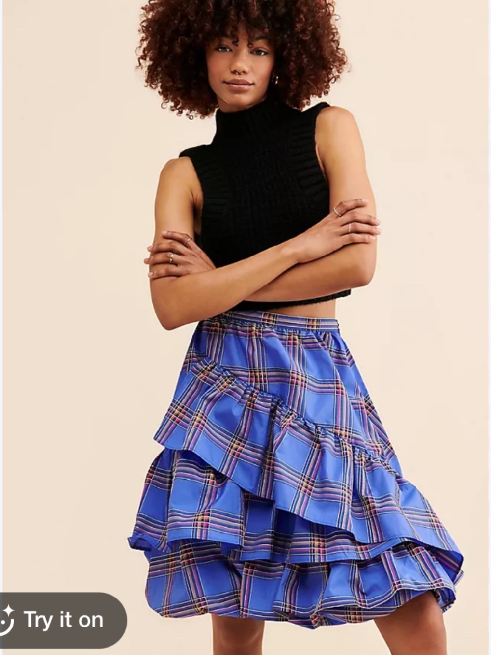 Anthropologie Maeve plaid tiered skirt